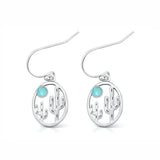 Sterling Silver Oxidized And Polished Turquoise Cactus Earrings