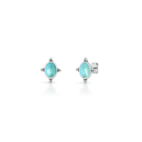 Sterling Silver Oxidized And Polished Bali Style Turquoise Stone Earrings