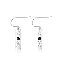 Load image into Gallery viewer, Sterling Silver Oxidized And Polished Moon Phases Black Onyx Stone Earrings