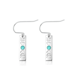 Sterling Silver Oxidized And Polished Moon Phases Genuine Turquoise Stone Earrings