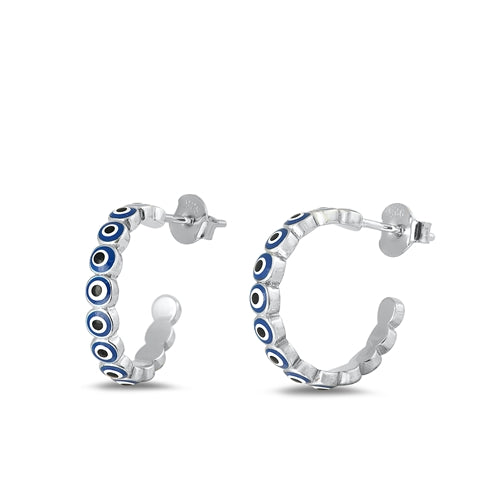 Sterling Silver Polished Evil Eye Earrings