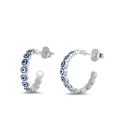Sterling Silver Polished Evil Eye Earrings