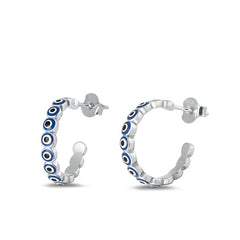 Sterling Silver Polished Evil Eye Earrings