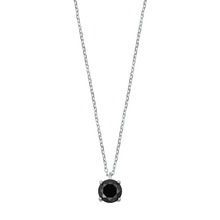 Load image into Gallery viewer, Sterling Silver Black CZ Solitaire Necklace