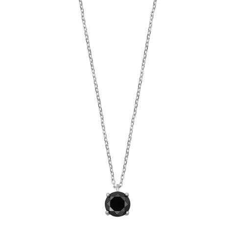 Sterling Silver Black CZ Solitaire Necklace