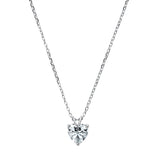 Sterling Silver Heart Solitaire Clear CZ Necklace