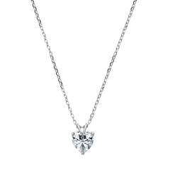 Sterling Silver Heart Solitaire Clear CZ Necklace