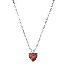 Load image into Gallery viewer, Sterling Silver Heart Solitaire Garnet CZ Necklace
