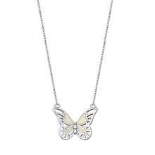 Load image into Gallery viewer, Sterling Silver Rhodium Plated Butterfly White Lab Opal Necklace