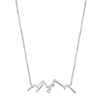 Sterling Silver Rhodium Plated Mountain Necklace