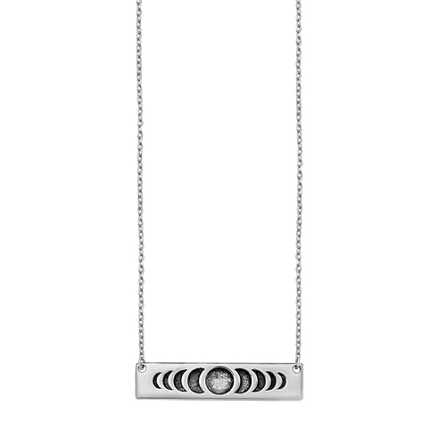 Sterling Silver Moon Phases Bar Necklace
