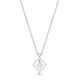 Sterling Silver Rhodium Plated Happy Face Necklace