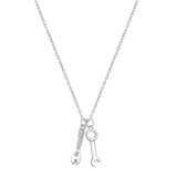 Sterling Silver Rhodium Plated Wrench And Spanner Tool Clear CZ Necklace
