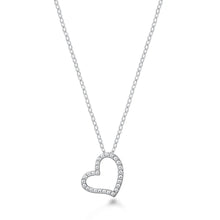 Load image into Gallery viewer, Sterling Silver Rhodium Plated Clear CZ Heart Necklace