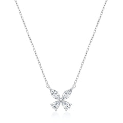 Sterling Silver Rhodium Plated Clear CZ Butterfly Necklace