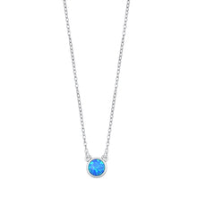 Load image into Gallery viewer, Sterling Silver Round Blue Lab Opal Necklace