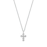 Sterling Silver Rhodium Plated Clear Bezel CZ Cross Necklace