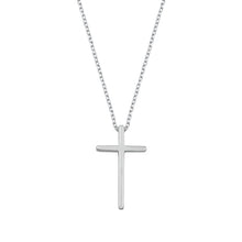 Load image into Gallery viewer, Sterling Silver Rhodium Plated Plain Cross Necklace
