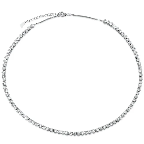 Sterling Silver Rhodium Plated Clear CZ Necklace