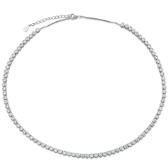Sterling Silver Rhodium Plated Clear CZ Necklace