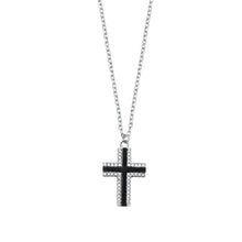 Load image into Gallery viewer, Sterling Silver Rhodium Plated Clear CZ Cross Necklace