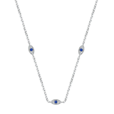 Sterling Silver Evil Eye Clear CZ Necklace