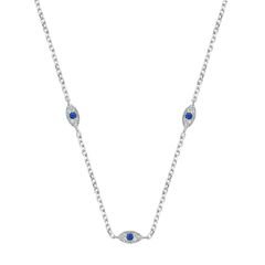 Sterling Silver Evil Eye Clear CZ Necklace