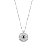Sterling Silver Rhodium Plated Evil Eye Clear CZ Necklace