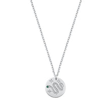 Load image into Gallery viewer, Sterling Silver Rhodium Plated Clear CZ Snake Necklace with Emerald Eye