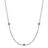 Sterling Silver Rhodium Plated Evil Eye Necklace