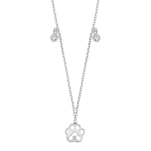 Load image into Gallery viewer, Sterling Silver Paw Print Clear CZ Necklace