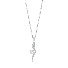 Load image into Gallery viewer, Sterling Silver Rhodium Plated Snake Clear CZ Necklace