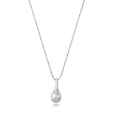 Sterling Silver Rhodium Plated Teardrop Necklace