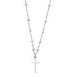 Sterling Silver Polished Rosary Necklace