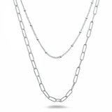Sterling Silver Polished Double Chain Necklace