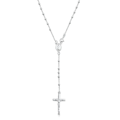 Sterling Silver Polished 3mm Rosary Necklace