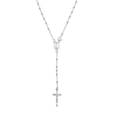 Sterling Silver Polished Rosary Necklace