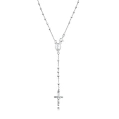 Sterling Silver Polished Rosary Necklace