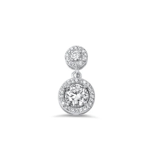Sterling Silver Rhodium Plated 17mm Clear CZ Pendant