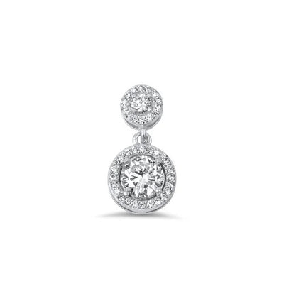 Sterling Silver Rhodium Plated 17mm Clear CZ Pendant