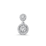 Sterling Silver Rhodium Plated 17mm Clear CZ Pendant