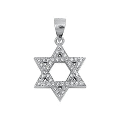 Sterling Silver Rhodium Plated Clear CZ Star Of David Pendant