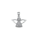 Sterling Silver Rhodium Plated Angel Clear CZ Pendant