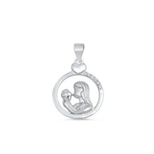 Load image into Gallery viewer, Sterling Silver Rhodium Plated Jesus And Mary Clear CZ Pendant
