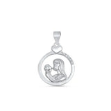 Sterling Silver Rhodium Plated Jesus And Mary Clear CZ Pendant