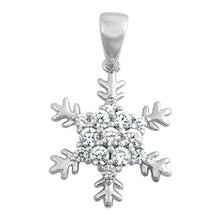 Load image into Gallery viewer, Sterling Silver Rhodium Plated Snowflake Clear CZ Pendant