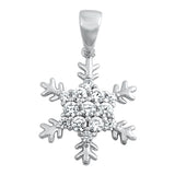 Sterling Silver Rhodium Plated Snowflake Clear CZ Pendant