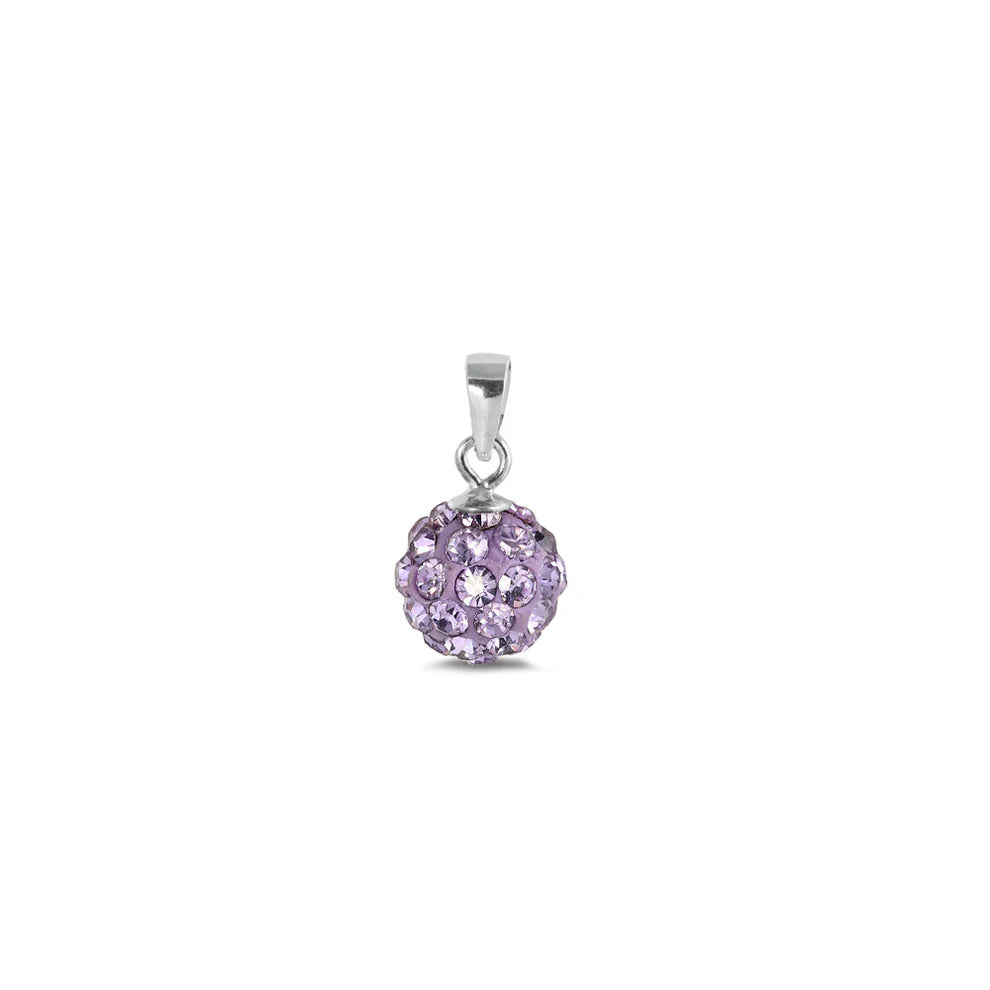 Sterling Silver Rhodium Plated Lavender CZ Pendant