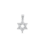 Sterling Silver Rhodium Plated Star Of David Clear CZ Pendant