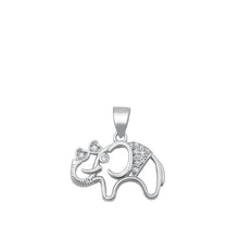 Load image into Gallery viewer, Sterling Silver Rhodium Plated Elephant Clear CZ Pendant